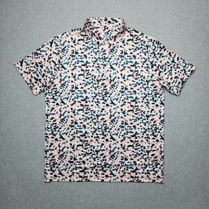 Deolax Polo Shirt‎ XL Pink Camo Frog Duck Golf Loud Bright Performance Stretch